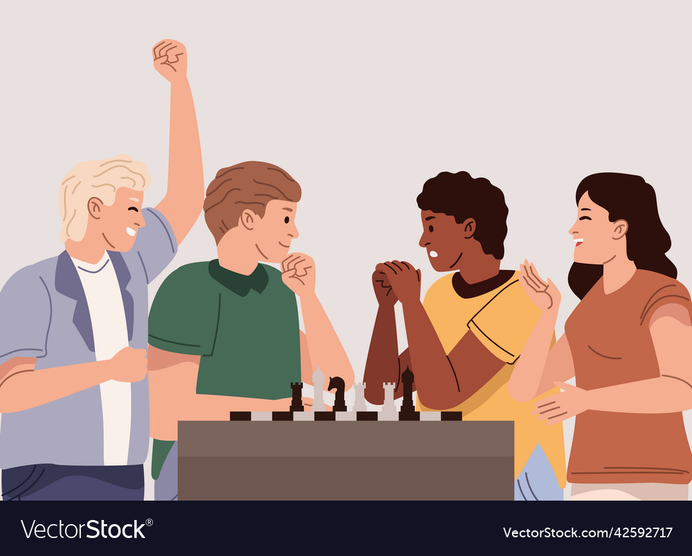 friends playing chess, Stock image