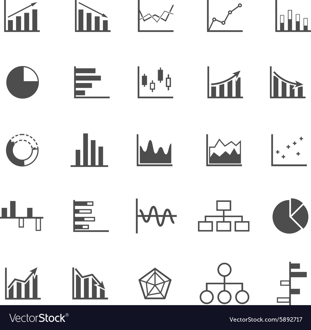 Graph icons on white background Royalty Free Vector Image