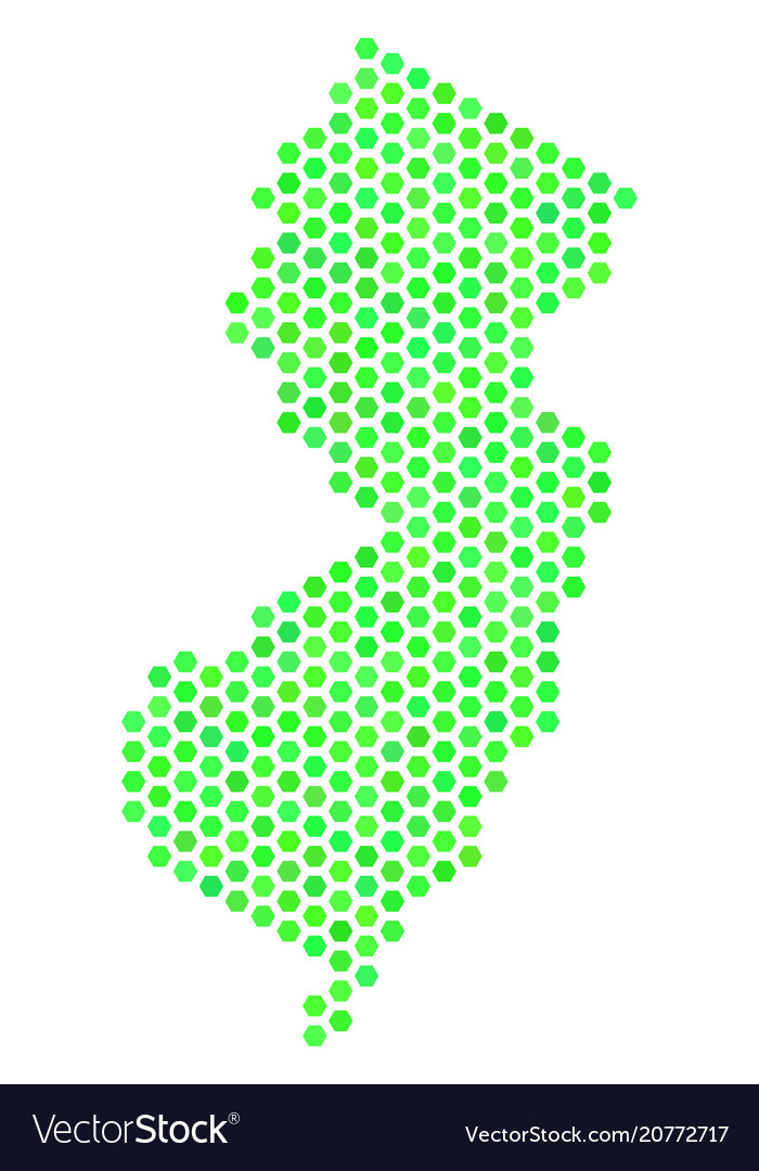 Grüne Hexen neue Jersey State Map Lizenzfreier Vektor