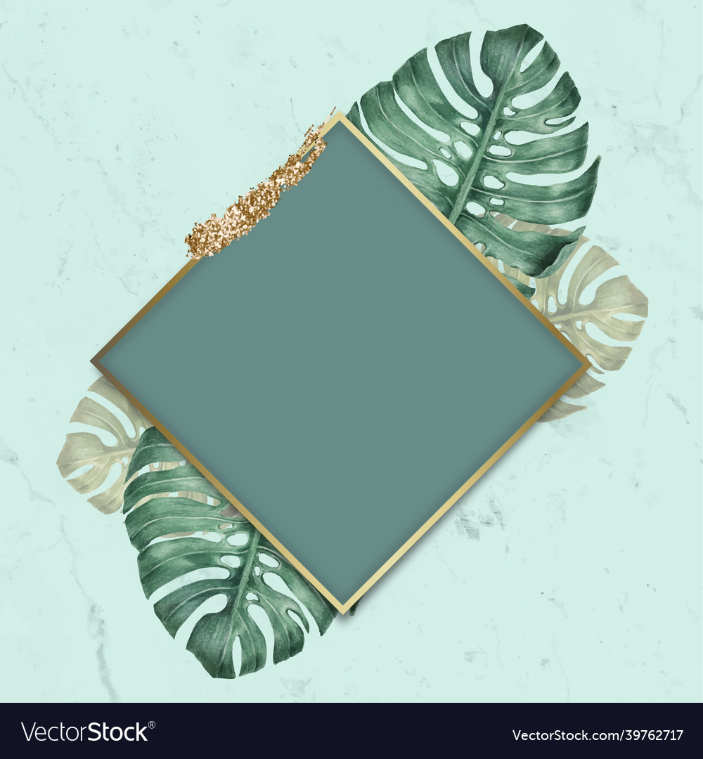 Green leafy rhombus frame