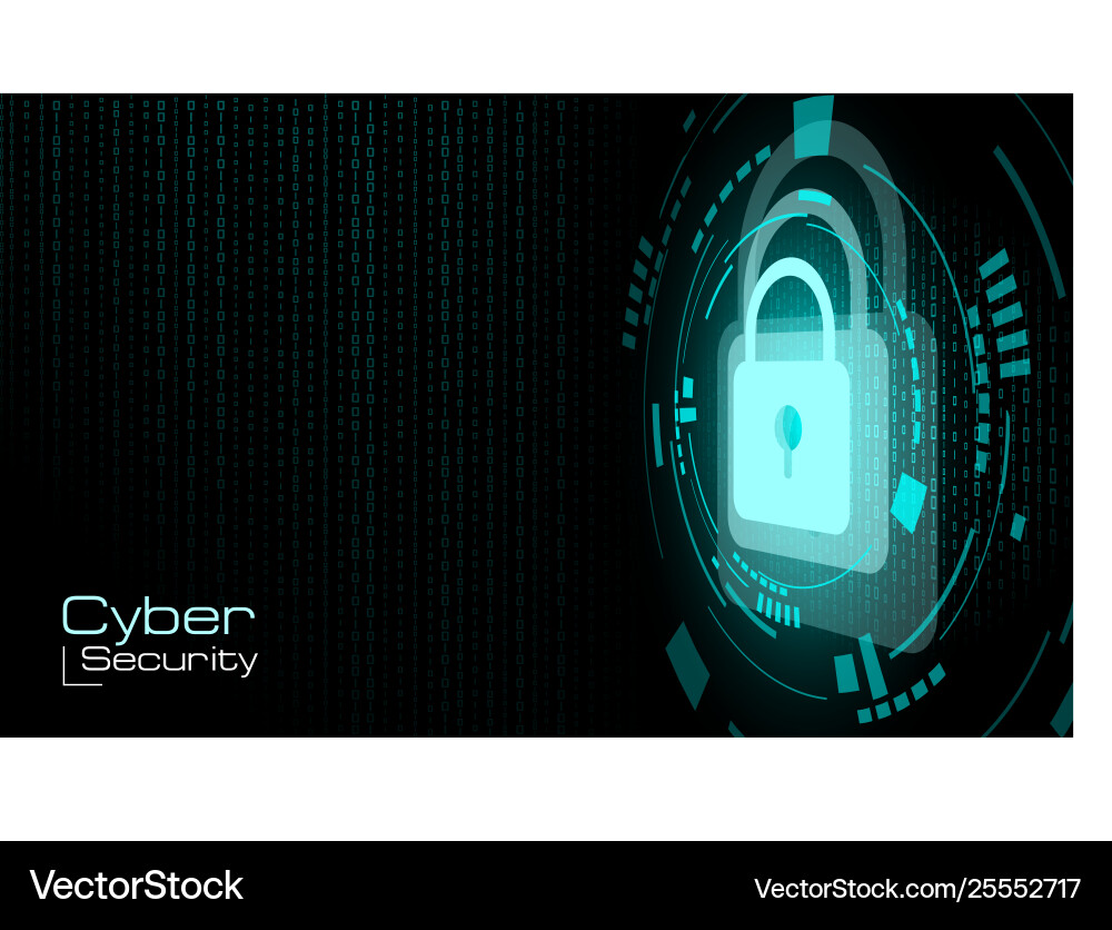 Hud closed blue padlock on binary code background Vector Image