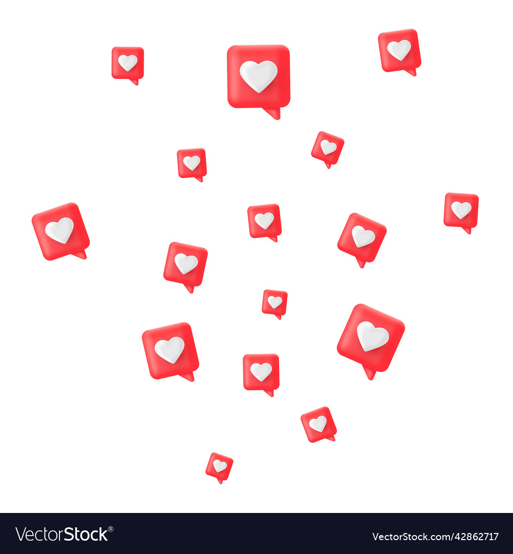 Like 3d icon set social media render bubble