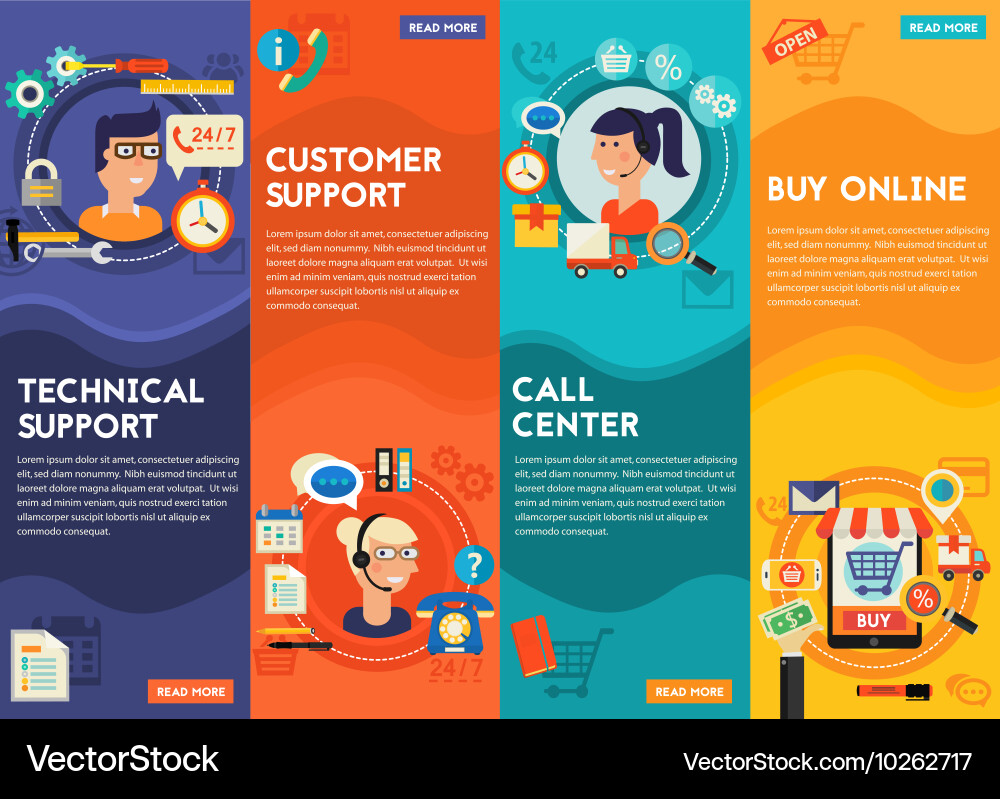 Online Shopping Customer and Technical Support Vector Image