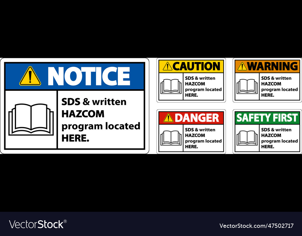 Sds and hazcom located here sign on white Vector Image