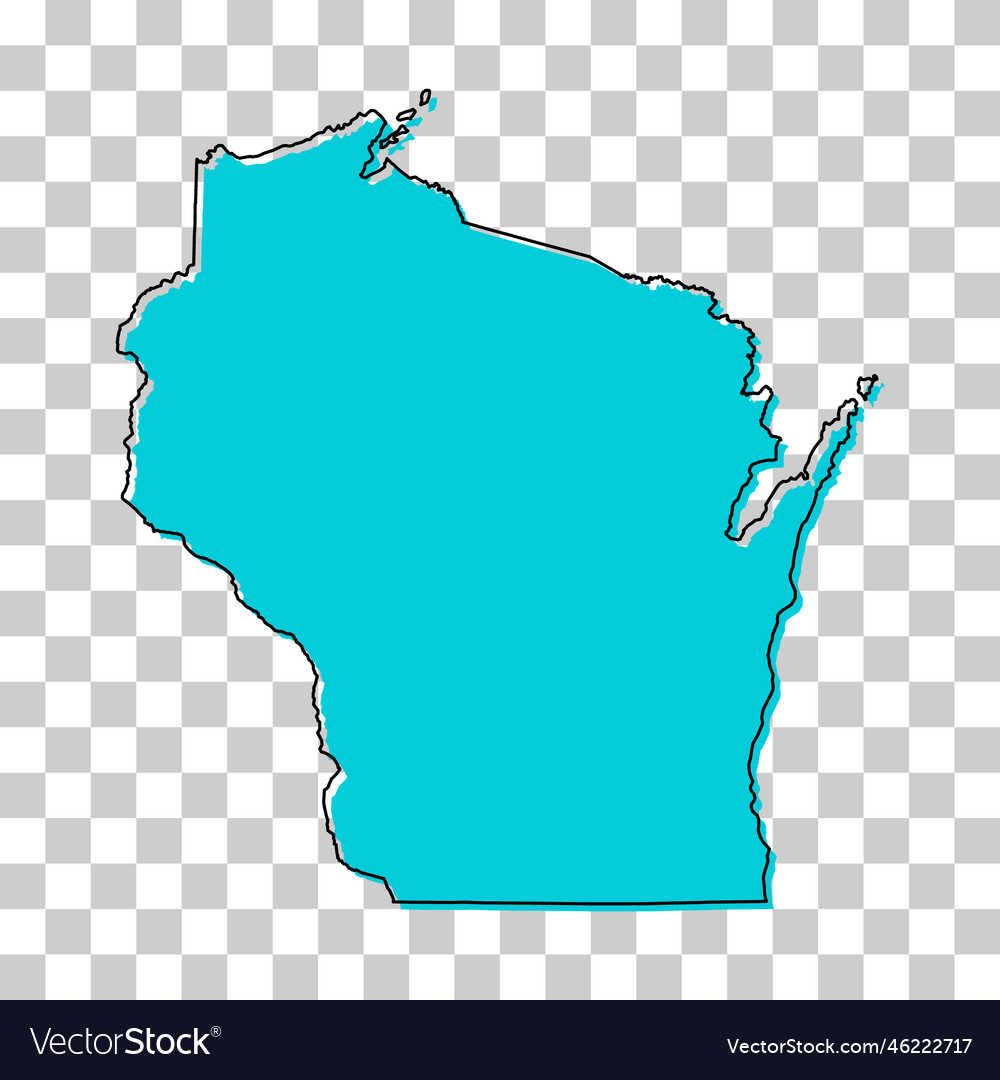 Wisconsin map shape united states of america flat