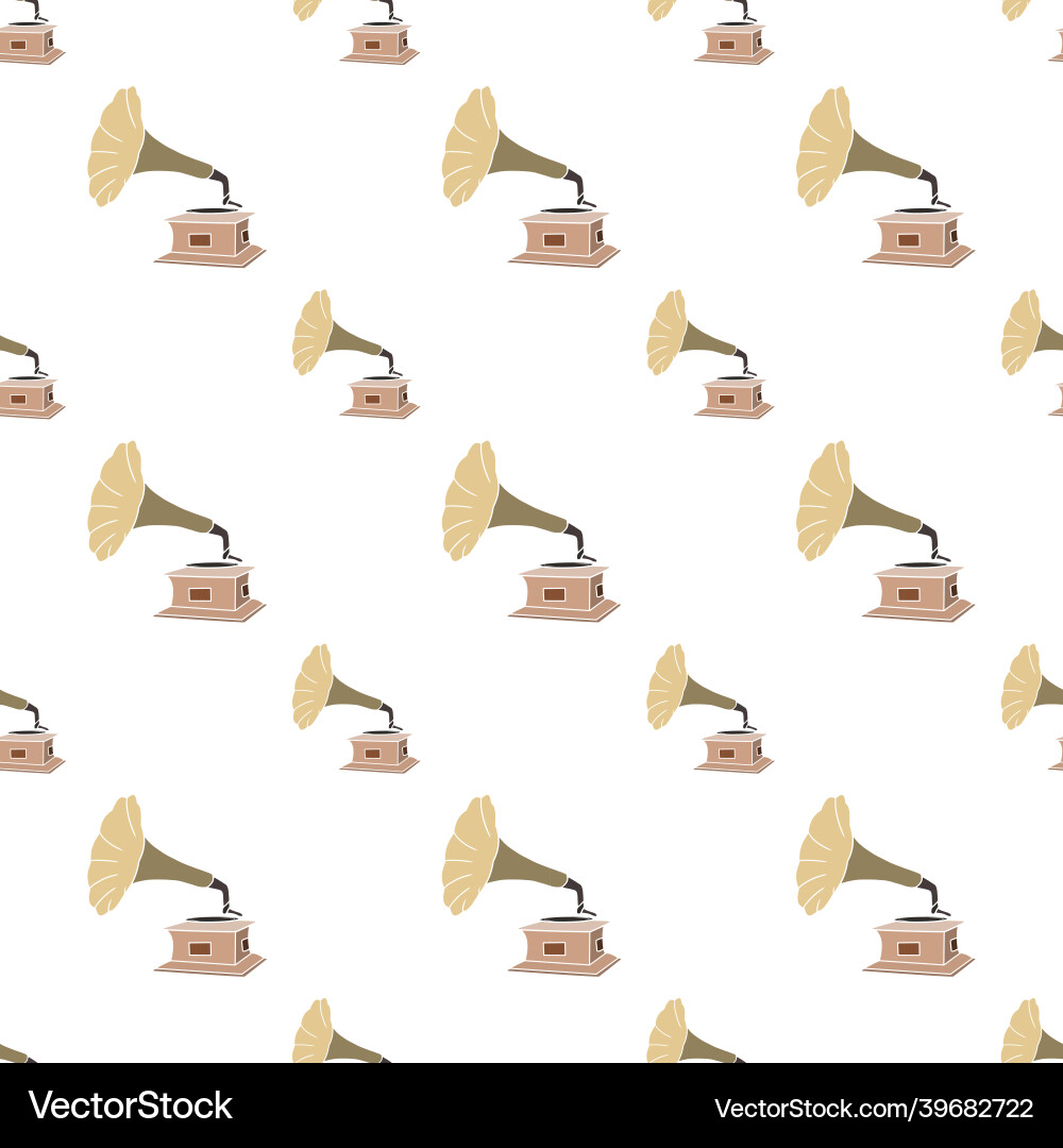 Fabric pattern - retro gramophone repeat pattern Vector Image