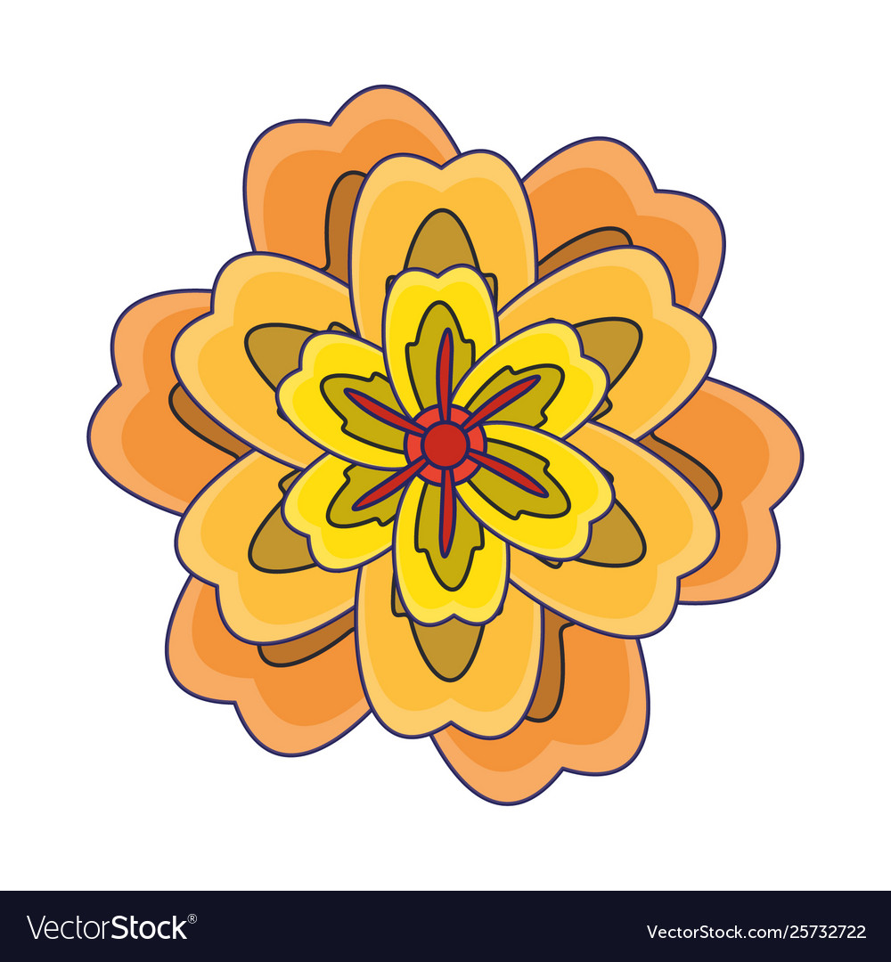 Flower blossom icon cartoon isolated blue lines