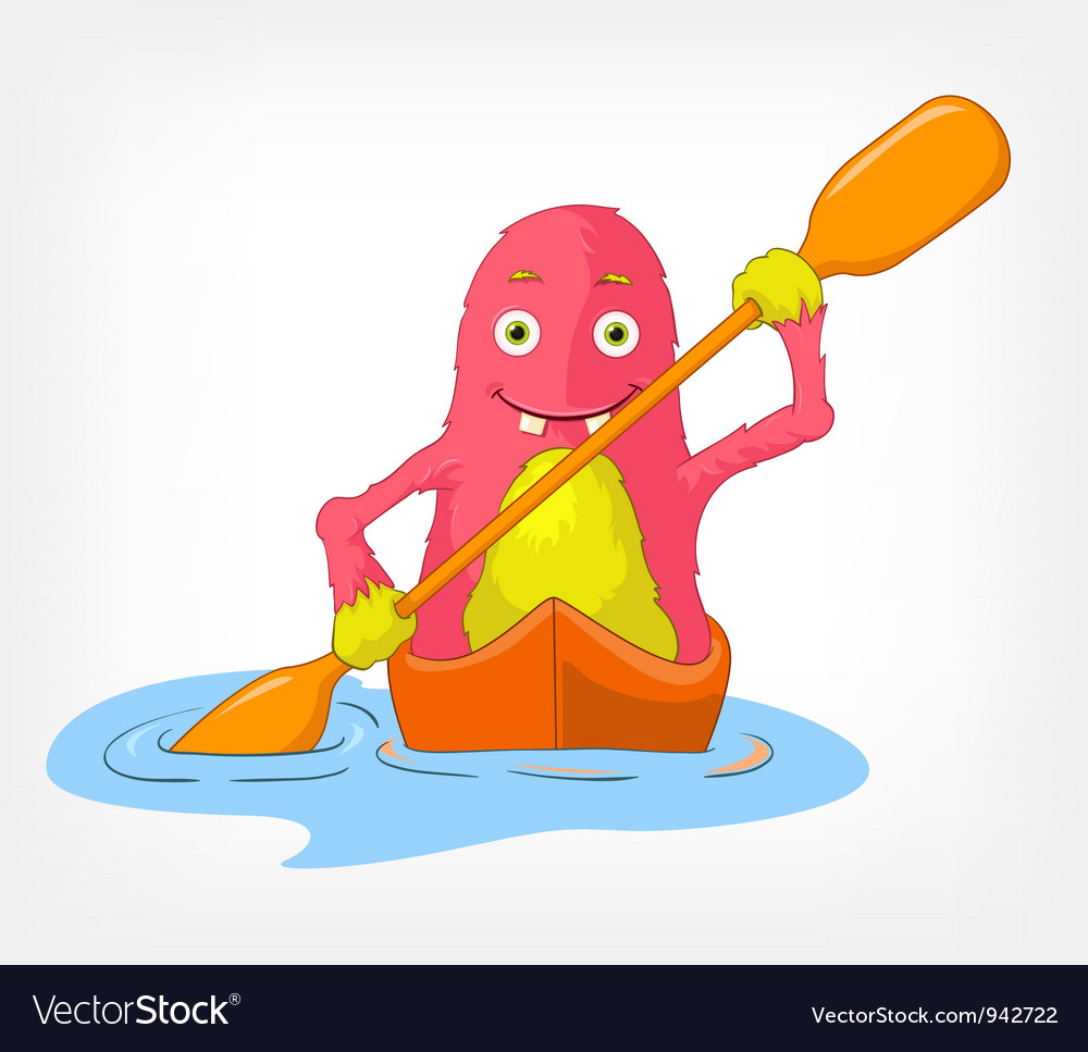 Funny monster kayaker