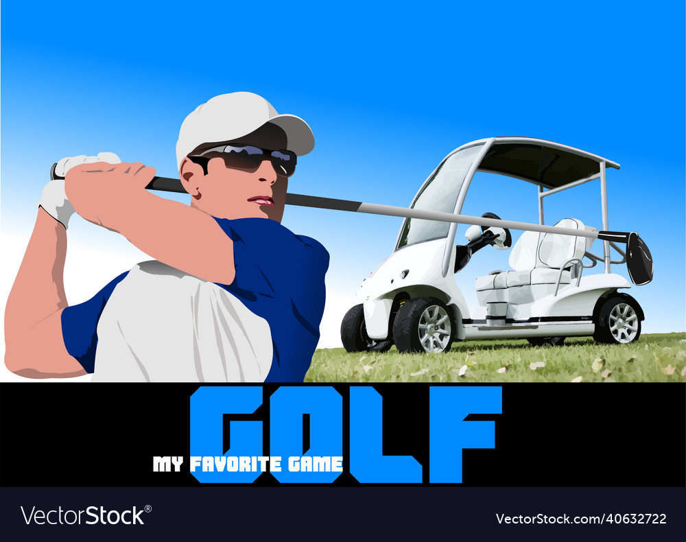 Golf Club Hintergrund mit Golfer und Elektroauto