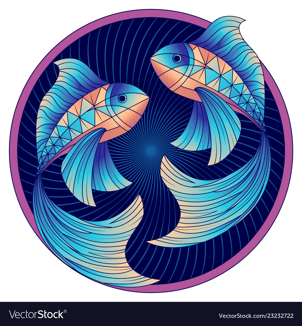 Pisces zodiac sign horoscope symbol blue Vector Image