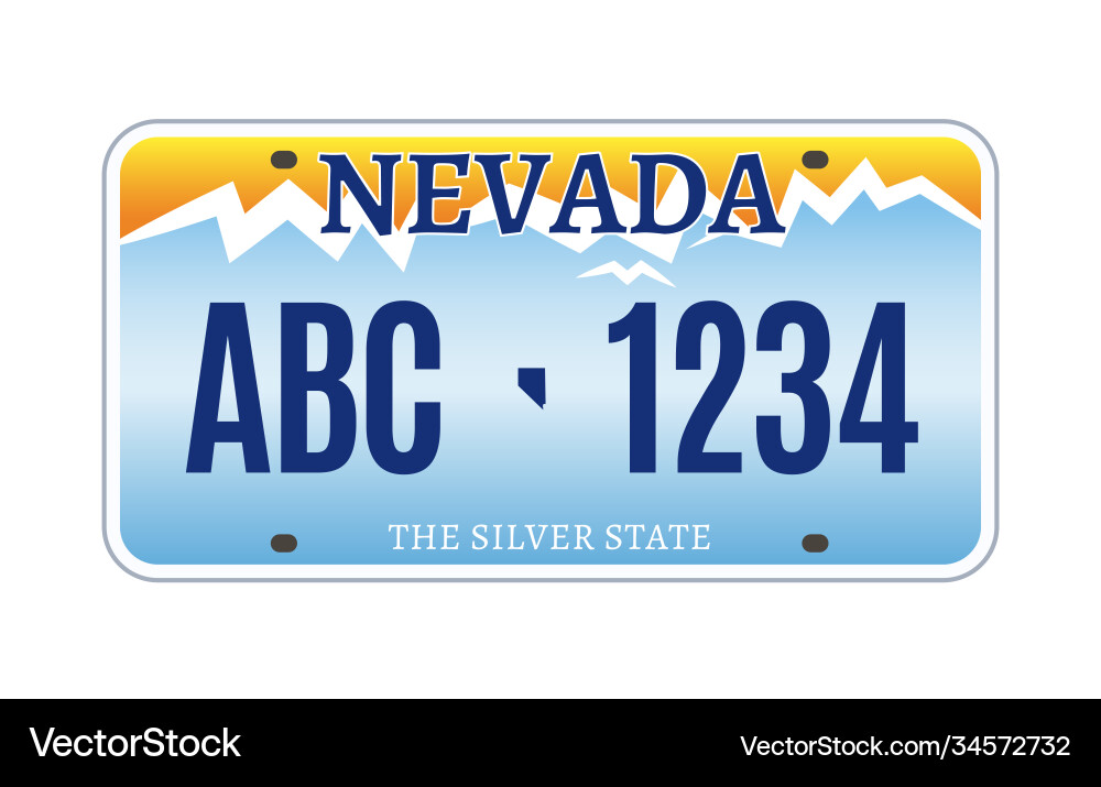 American nevada car license plate Royalty Free Vector Image