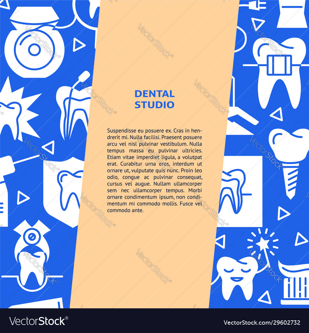 Dental Studio Banner Template In Flat Style Vector Image