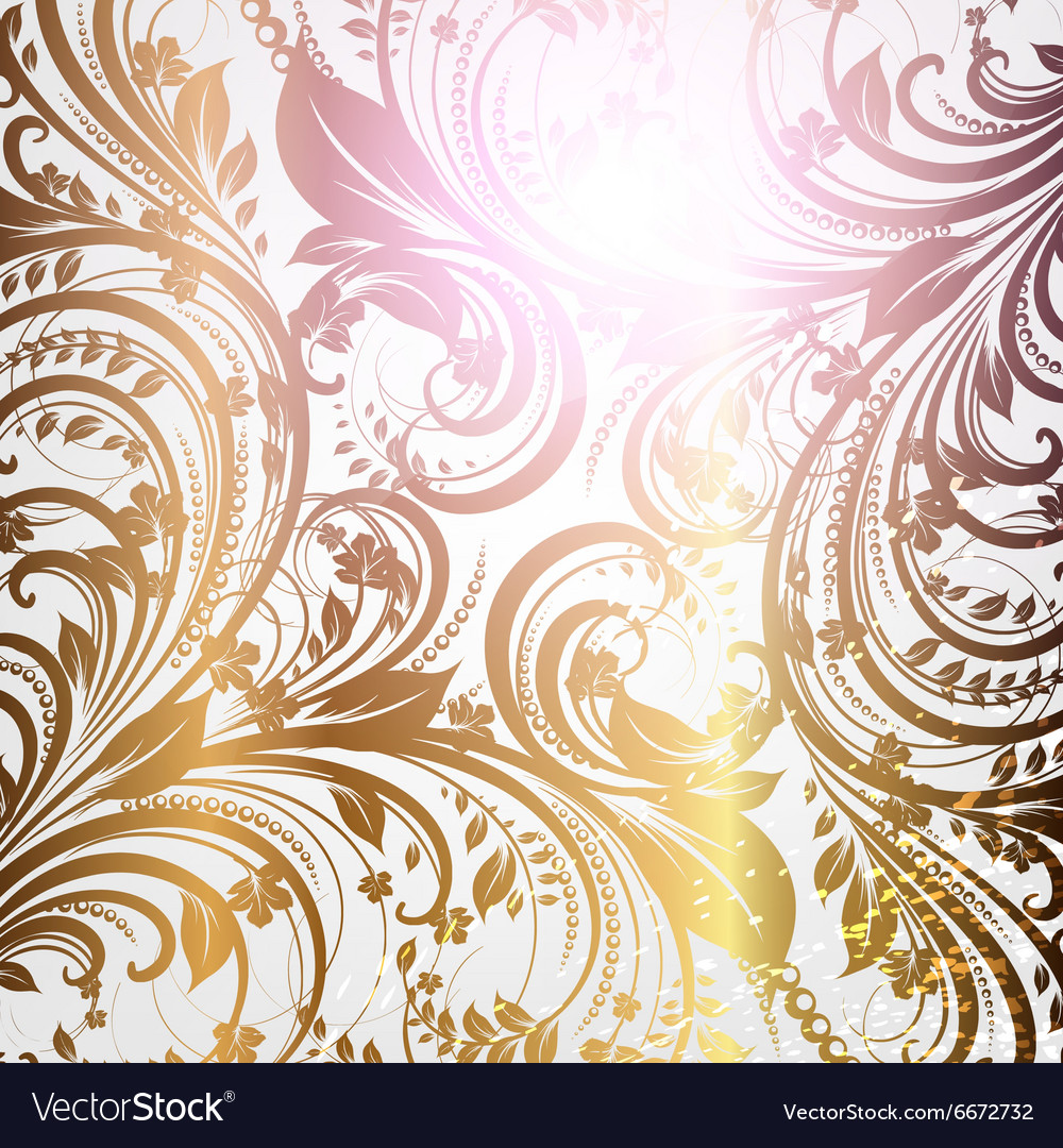 Gold seamless floral background Royalty Free Vector Image