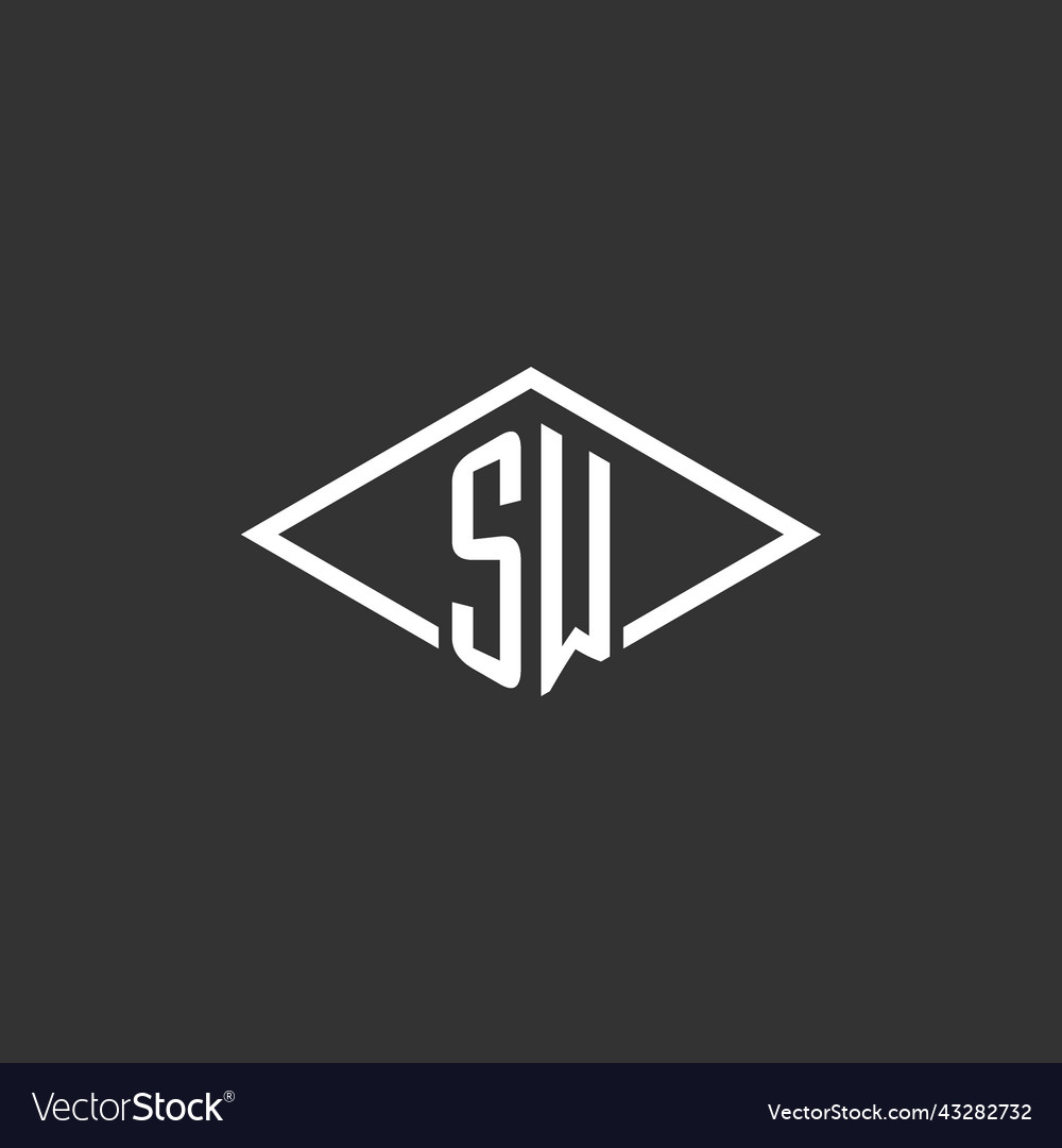 Initials sw logo monogram with simple diamond Vector Image