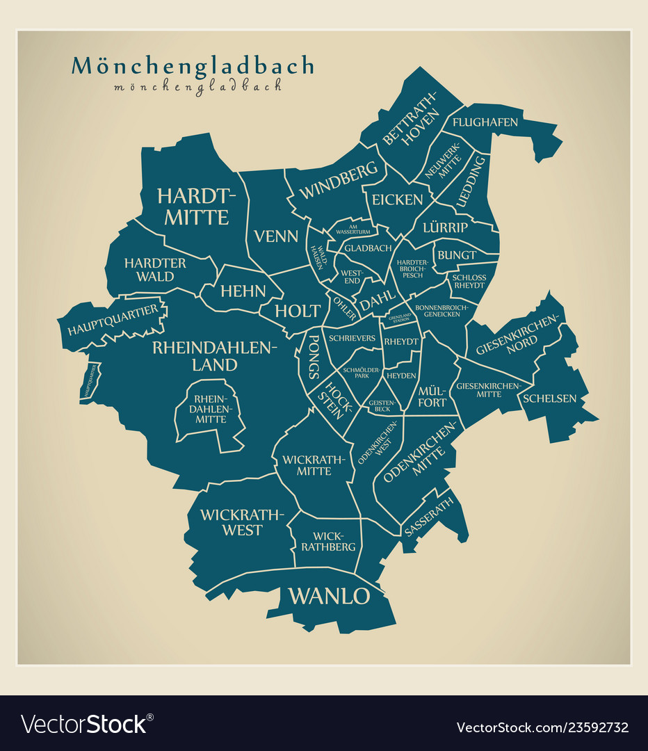 Modern city map - moenchengladbach city Royalty Free Vector