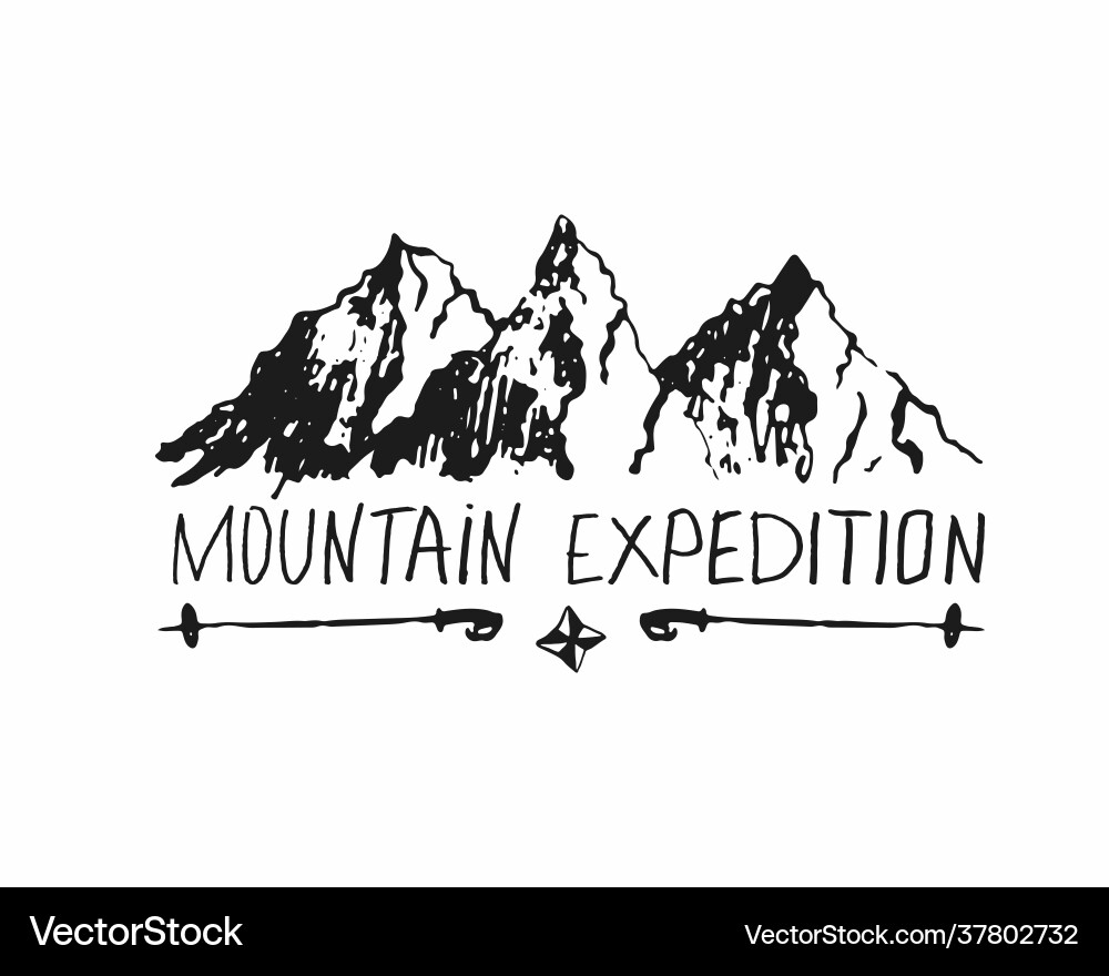 Mountain expedition lettering handwritten sign Vector Image