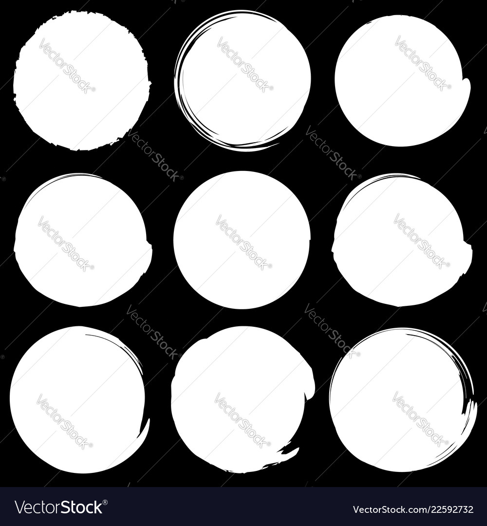 Set of grungy circles monochrome circle shapes w