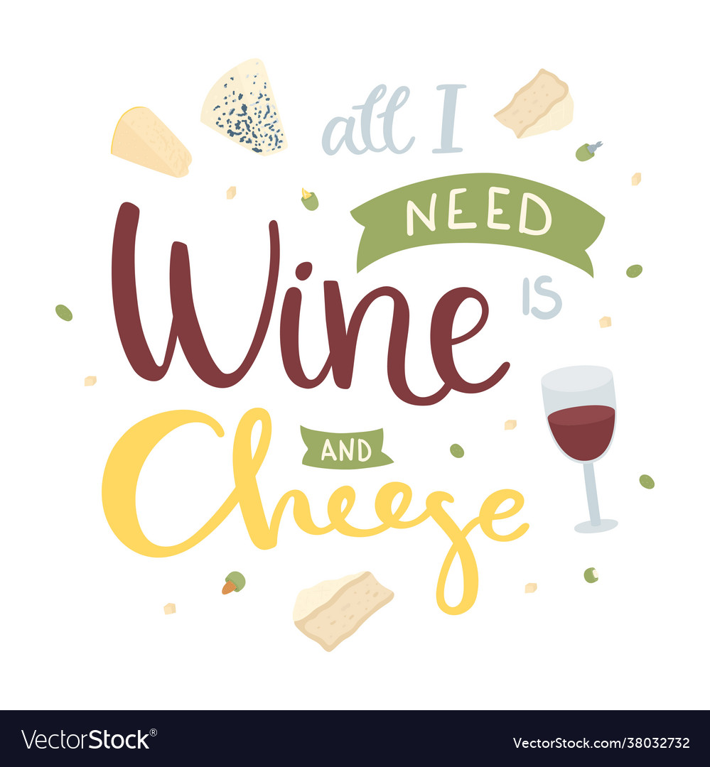 Wine and cheese Royalty Free Vector Image VectorStock