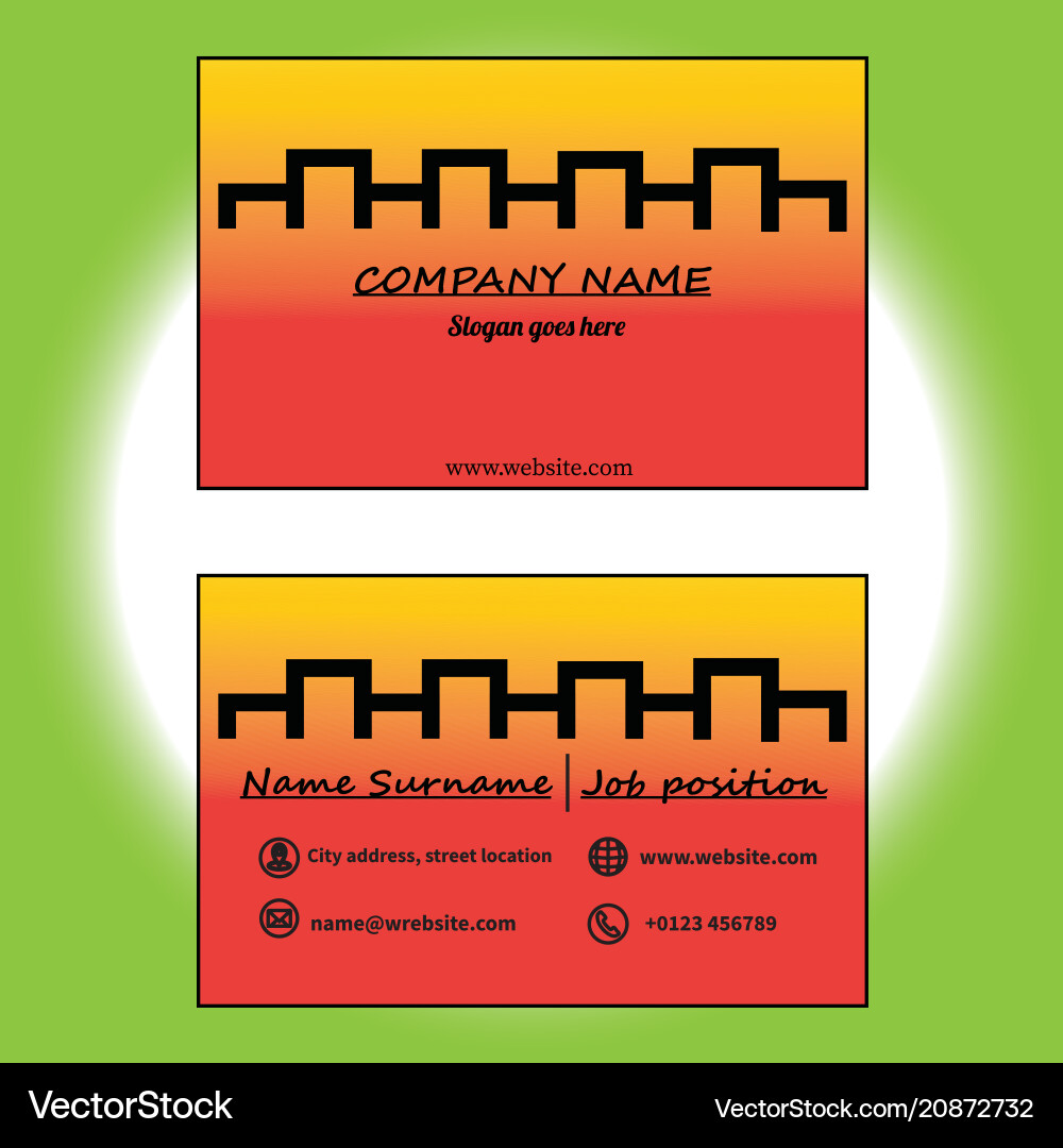 Yellow and red business card Royalty Free Vector Image