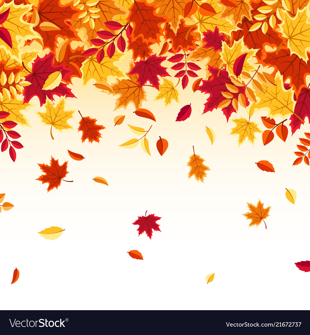 Autumn falling leaves nature background with red Vector Image