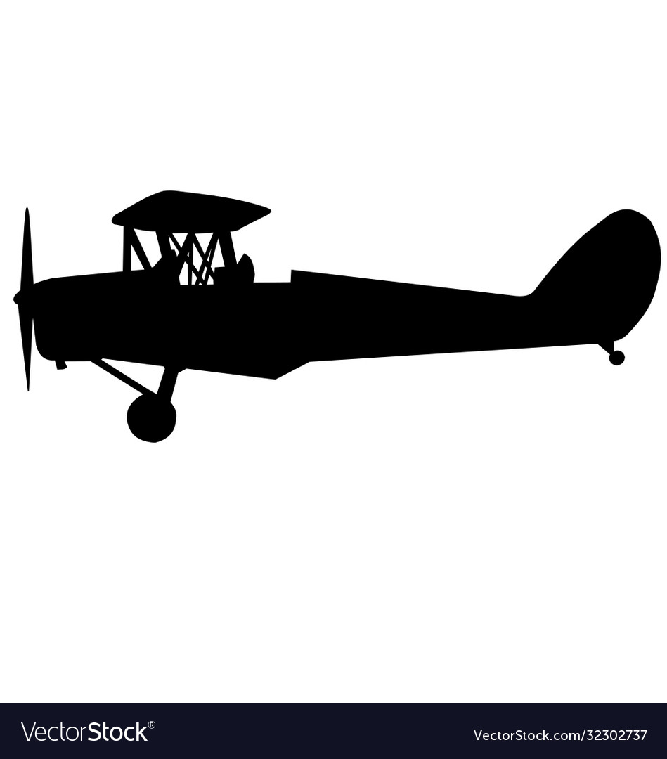 Dh tiger moth side silhouette Royalty Free Vector Image