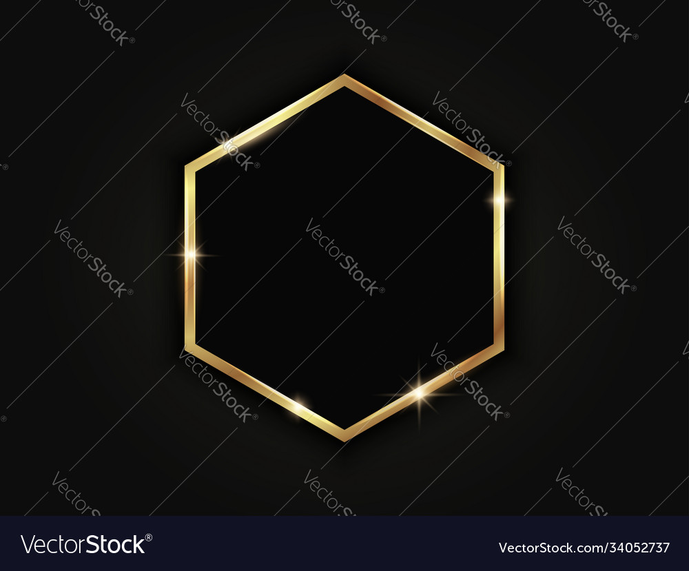 Gold hexagonal frame geometric luxury template