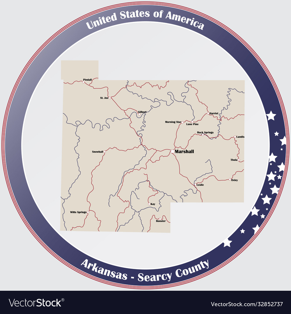 Map searcy county in arkansas Royalty Free Vector Image