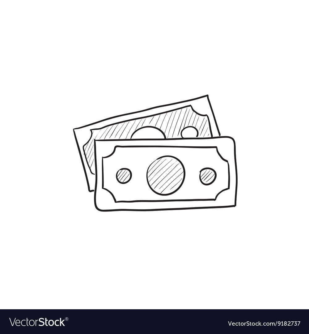 Money banknotes sketch icon Royalty Free Vector Image