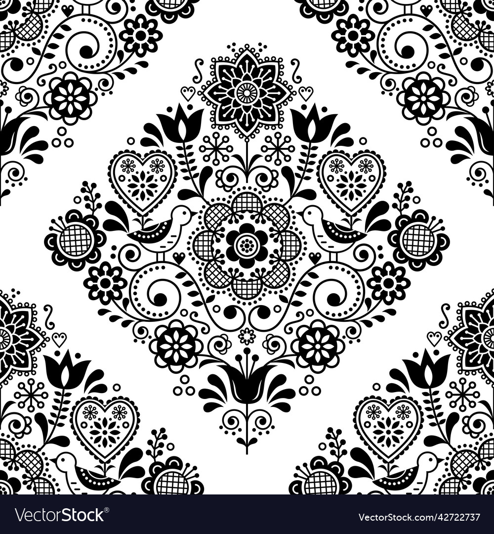 Scandinavian seamless folk art pattern Royalty Free Vector