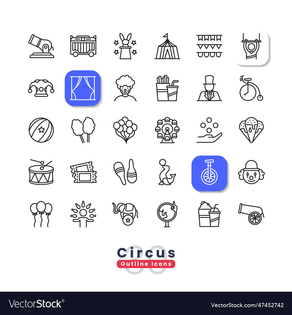 Circus outline icons Royalty Free Vector Image