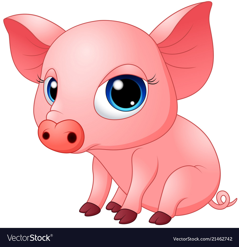 Cute baby pig cartoon Royalty Free Vector Image