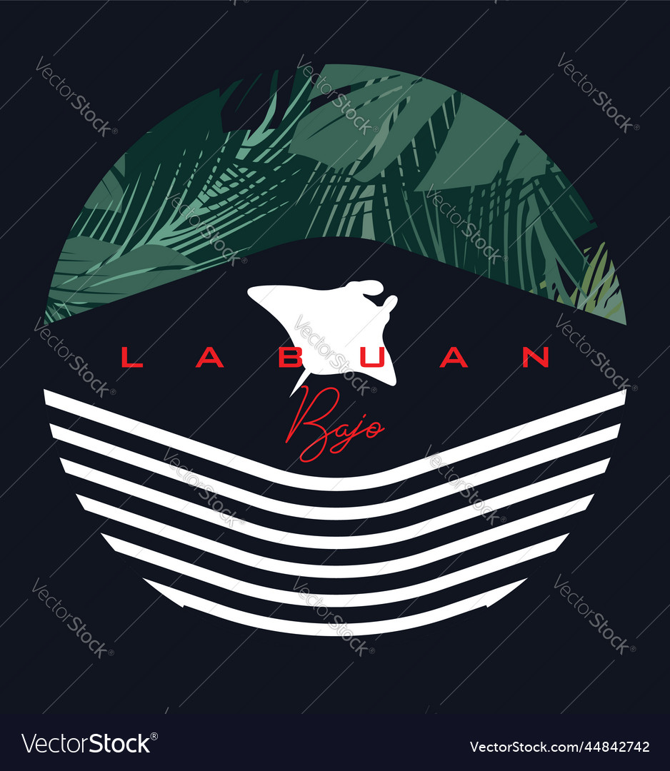 Labuan bajo islands design on white stingray Vector Image