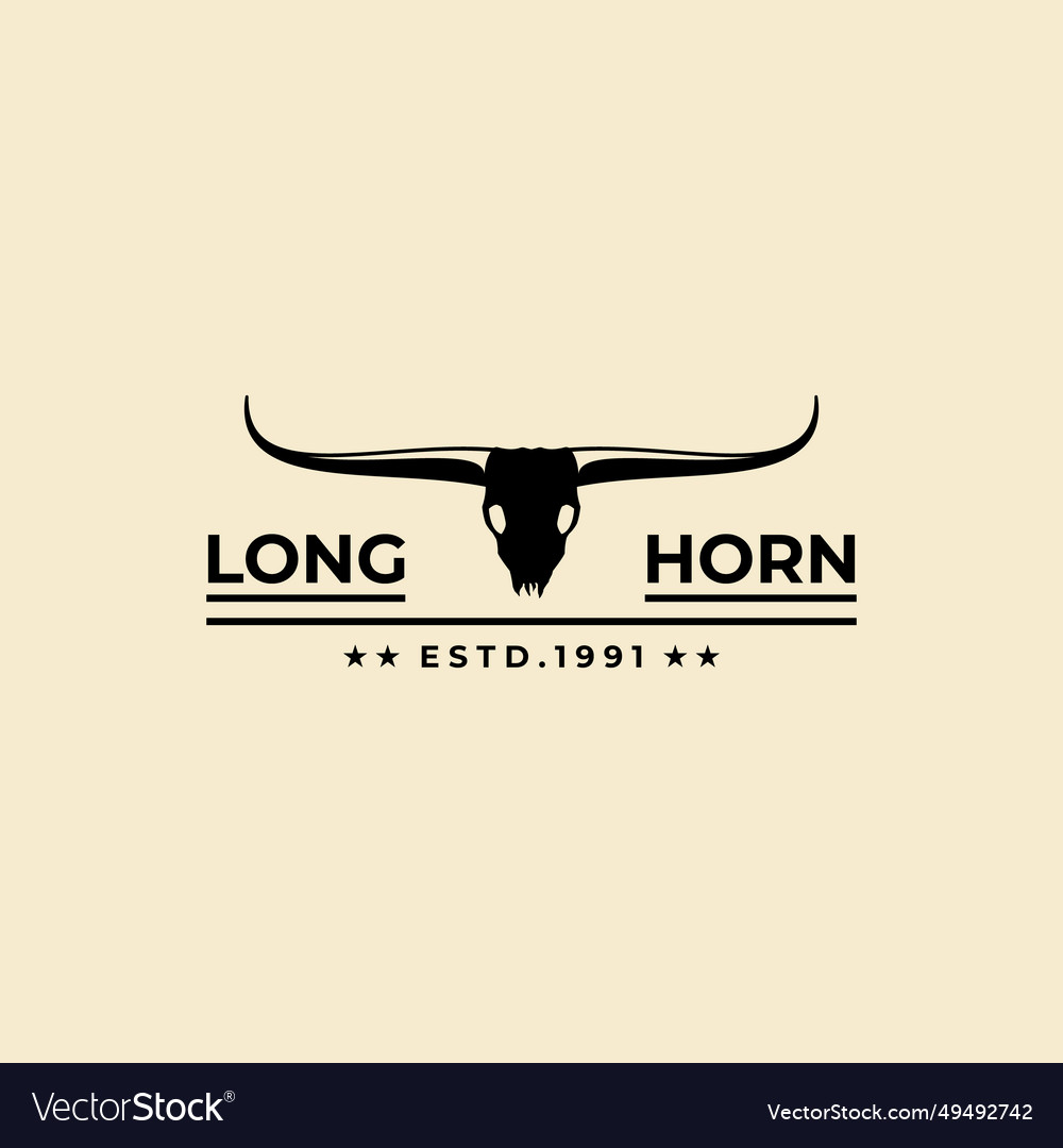 Longhorn logo vintage symbol design Royalty Free Vector