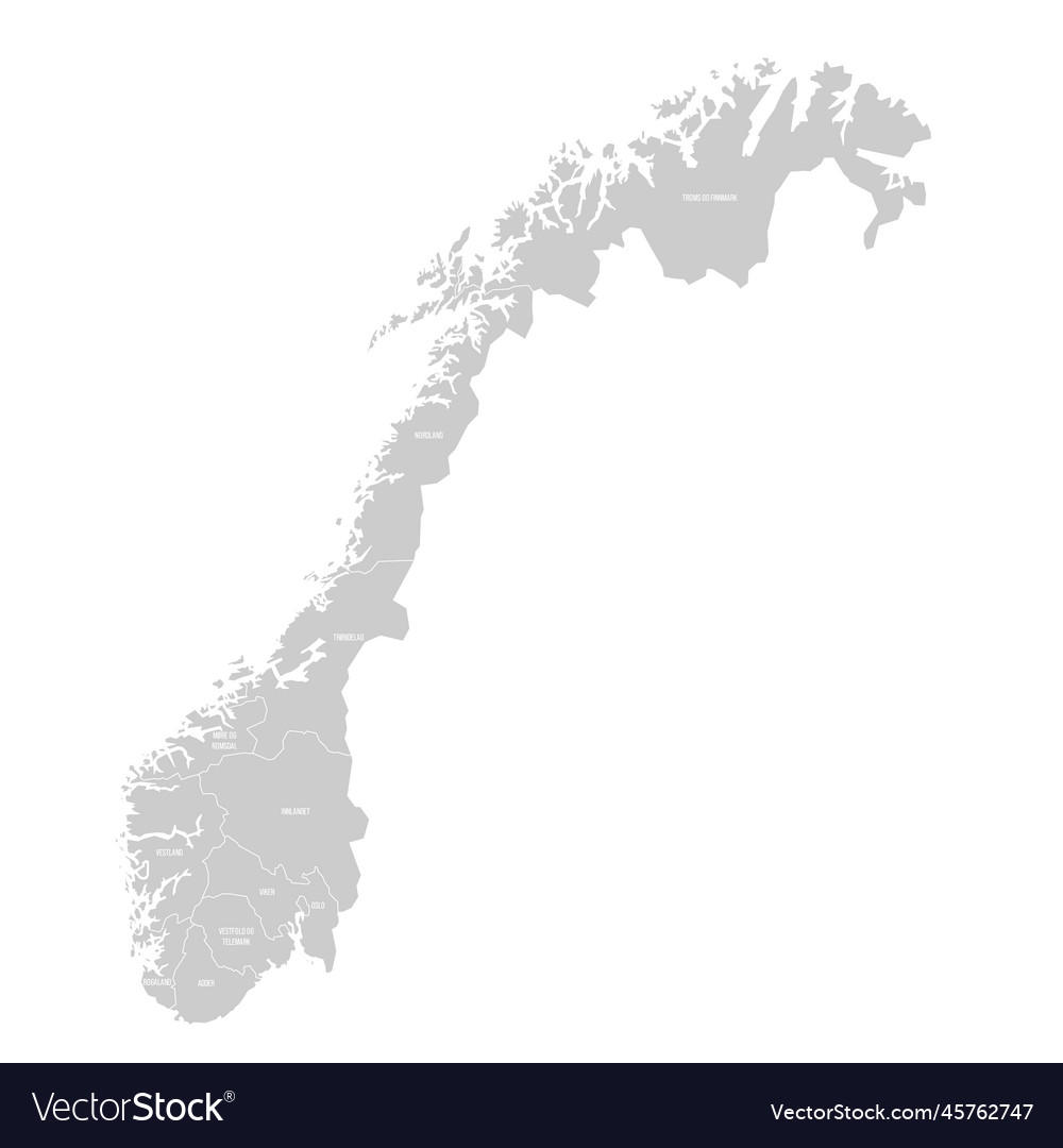 Norway political map of administrative divisions Vector Image