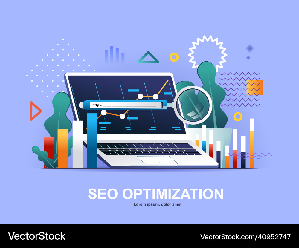 Seo optimization flat concept with gradients Vector Image