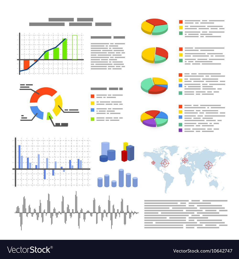 Set of flat graphics and diagrams infographic Vector Image