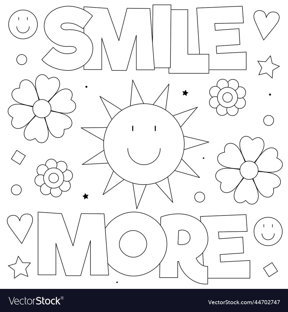 Smile more coloring page black and white Vector Image