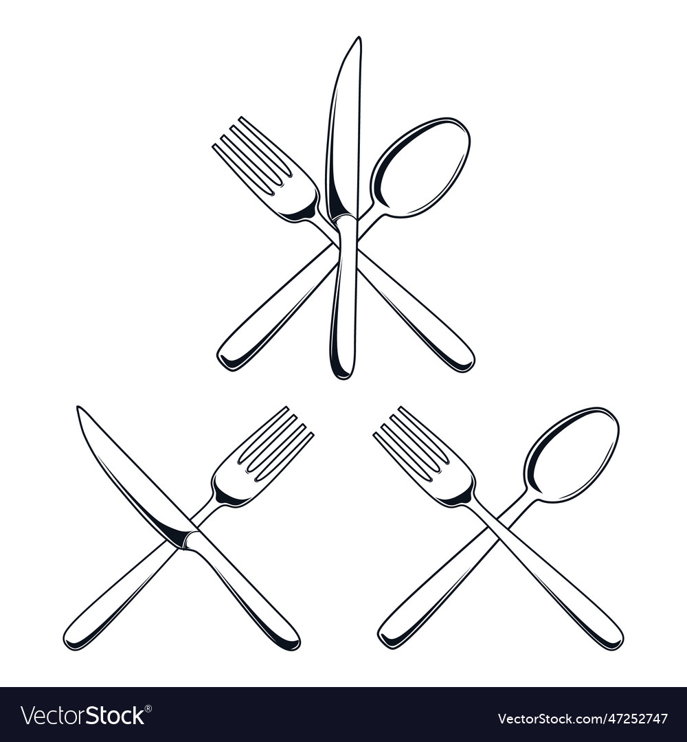 Spoon knife and fork Royalty Free Vector Image