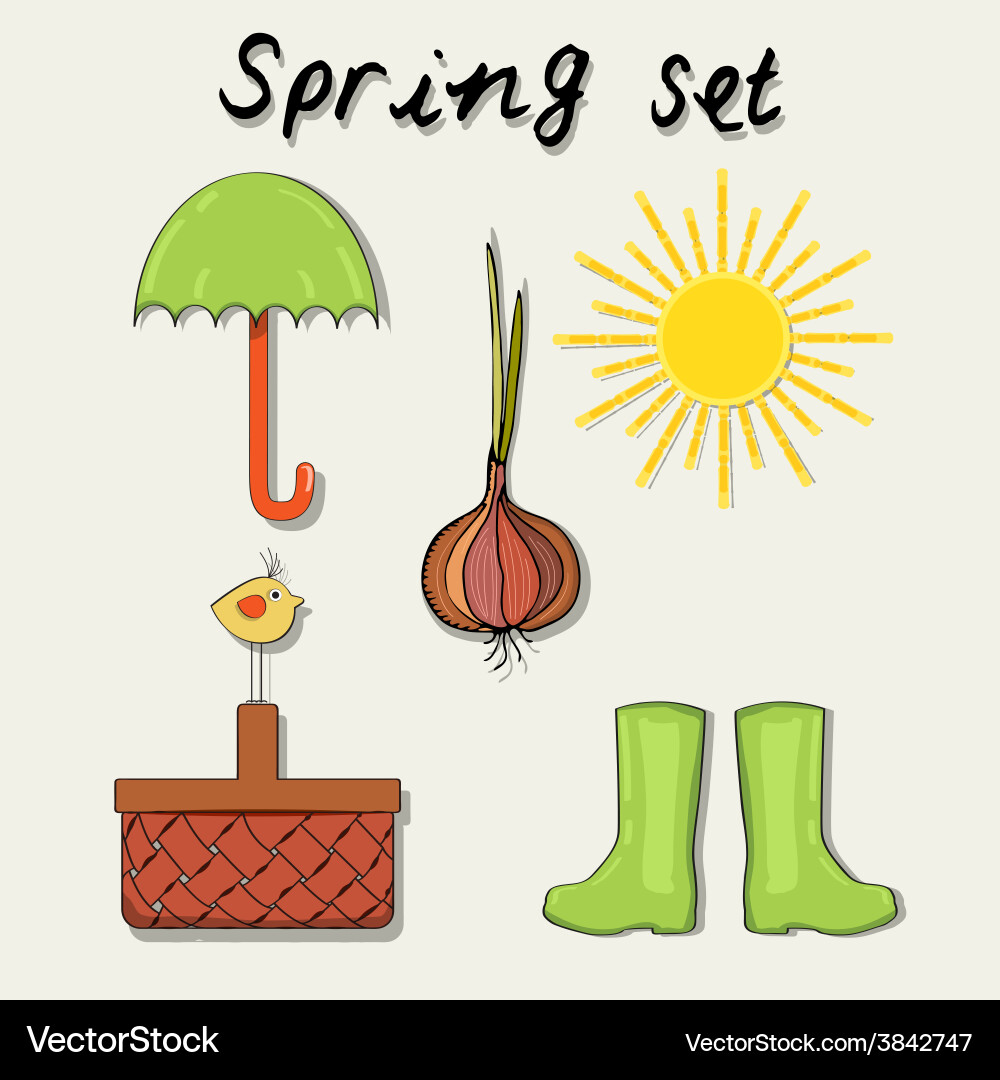 Spring garden set Royalty Free Vector Image - VectorStock