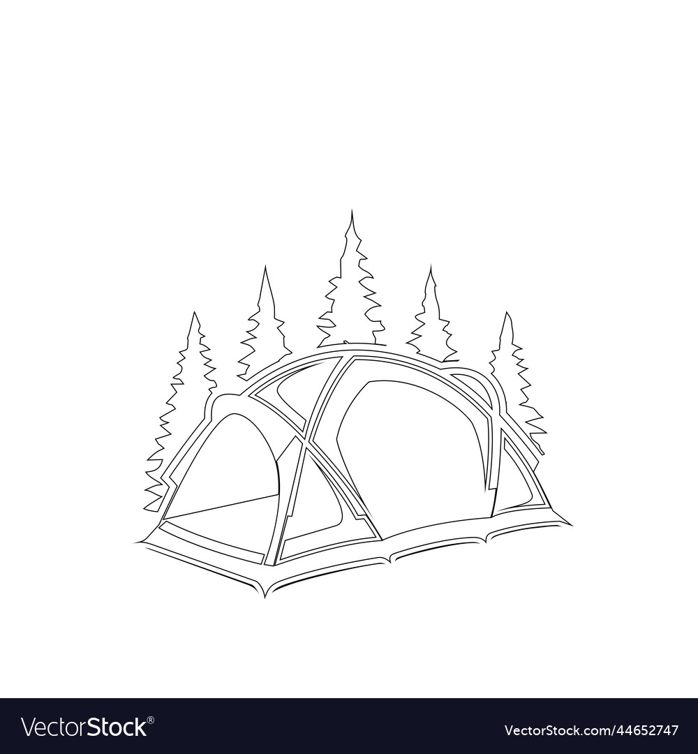 Tree and camp design outline Royalty Free Vector Image