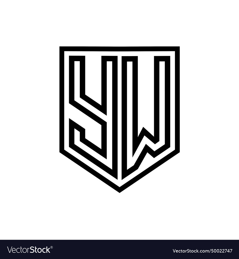 Yw letter logo monogram shield geometric line Vector Image