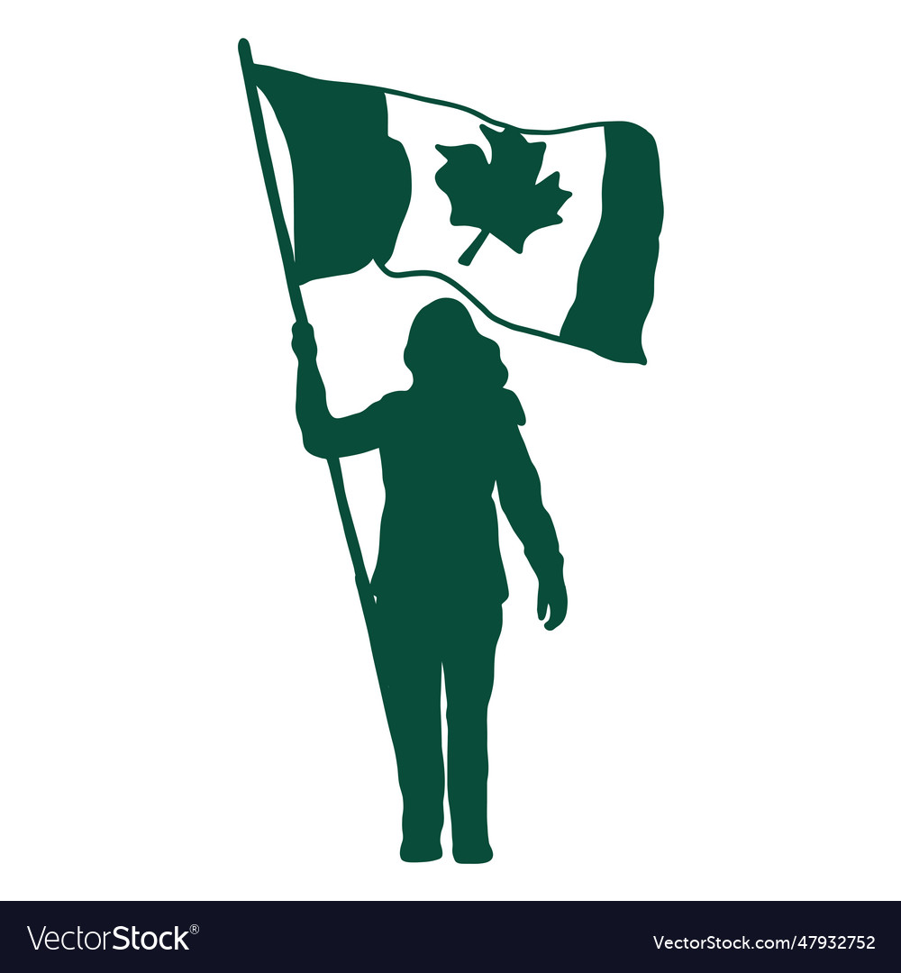 Canada flag bearer silhouette Royalty Free Vector Image