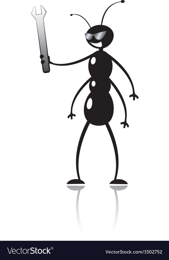 Funny cartoon ant mechanic Royalty Free Vector Image Funny cartoon ant mechanic Royalty Free Vector Image