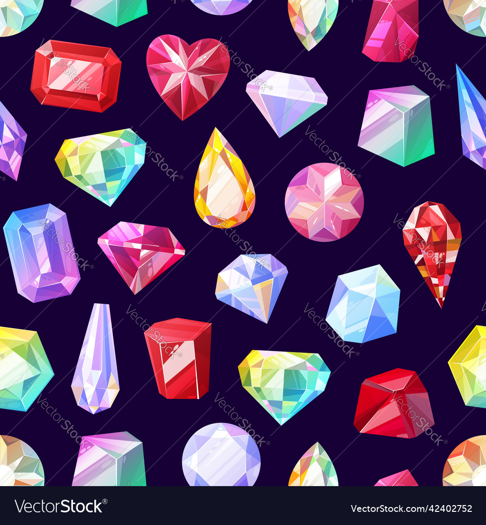 Gems pattern crystal jewel gemstones background Vector Image