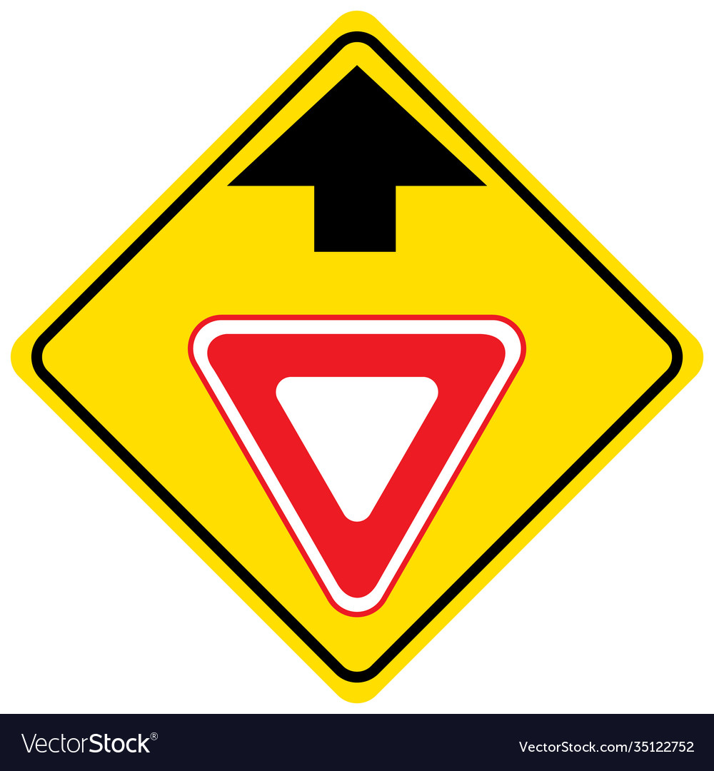 Give way ahead traffic sign on white background Vector Image