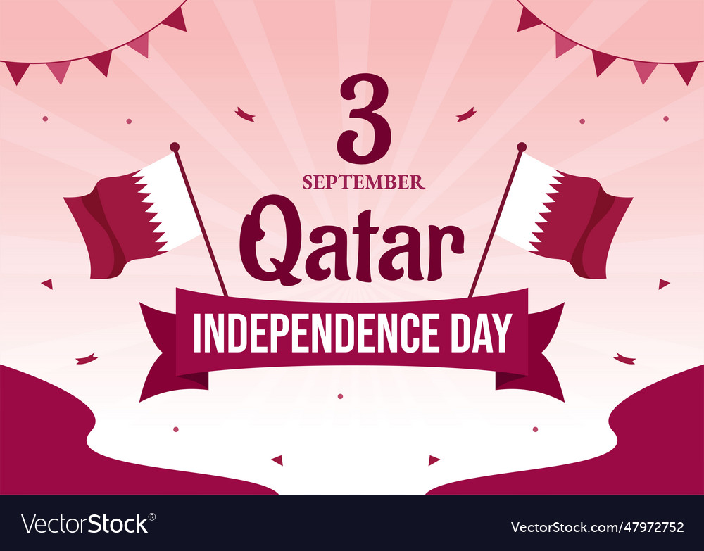 Happy qatar independence day on 3 september Vector Image