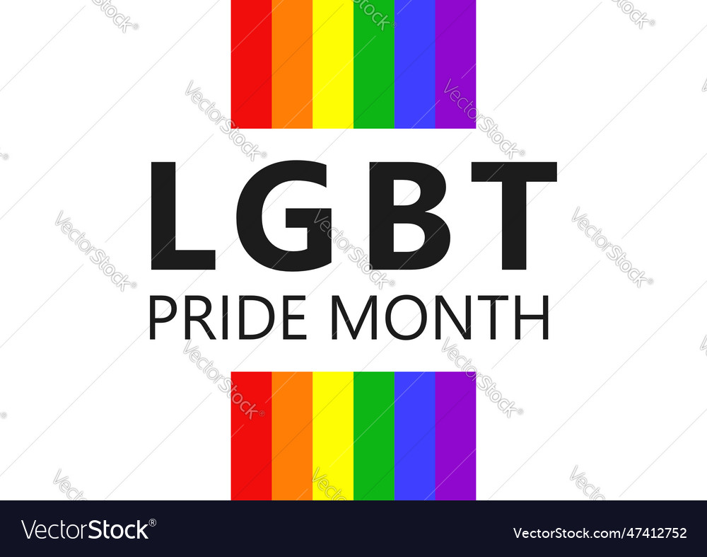 Lgbt pride month lettering and the rainbow flag Vector Image