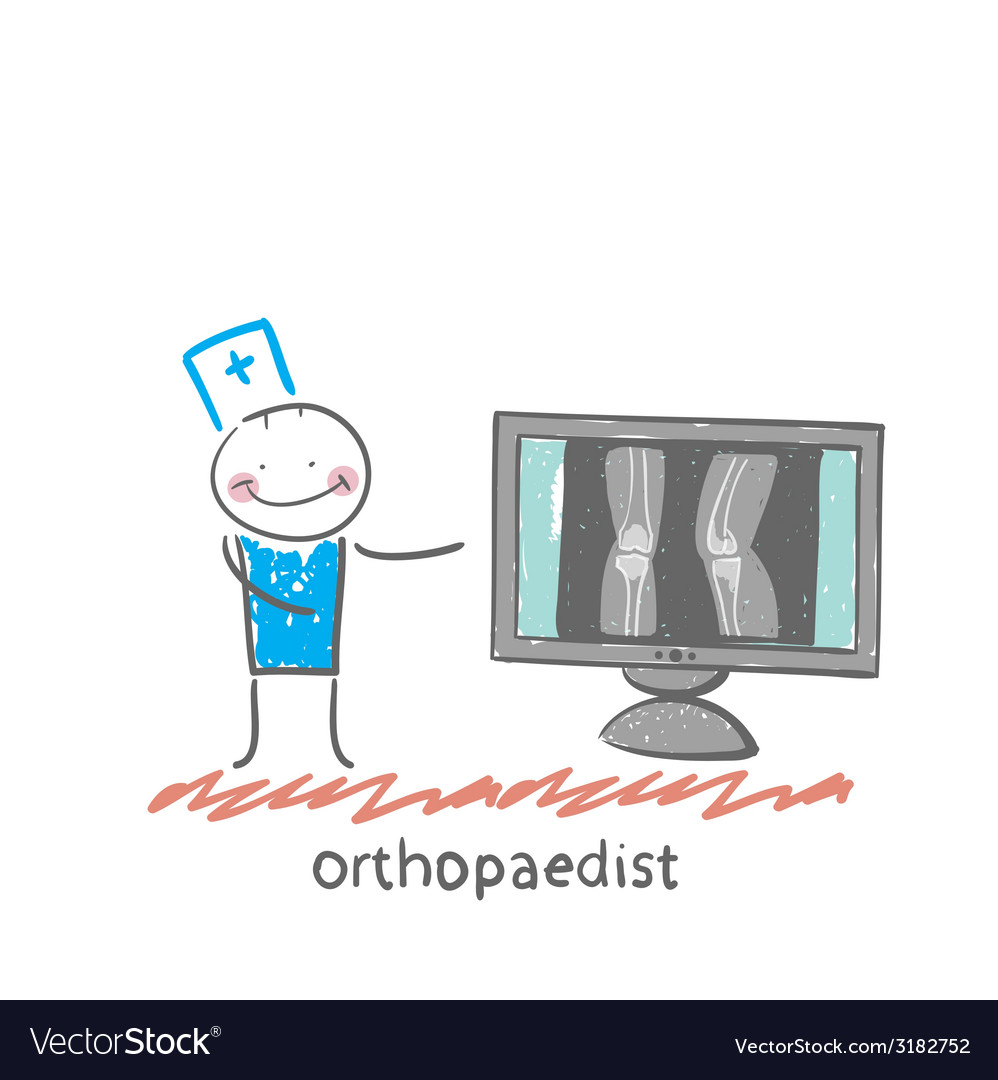 Orthopaedist on the monitor shows an x-ray