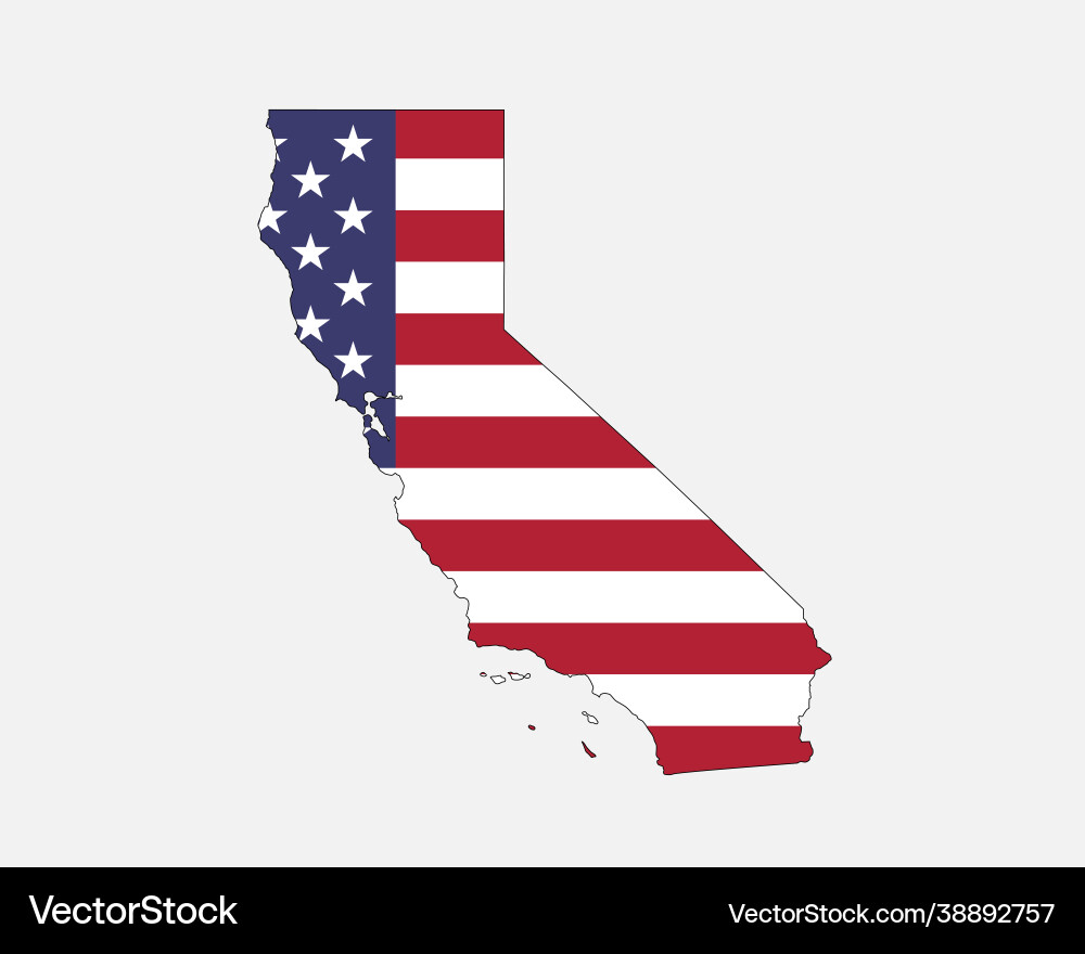 California map on american flag Royalty Free Vector Image