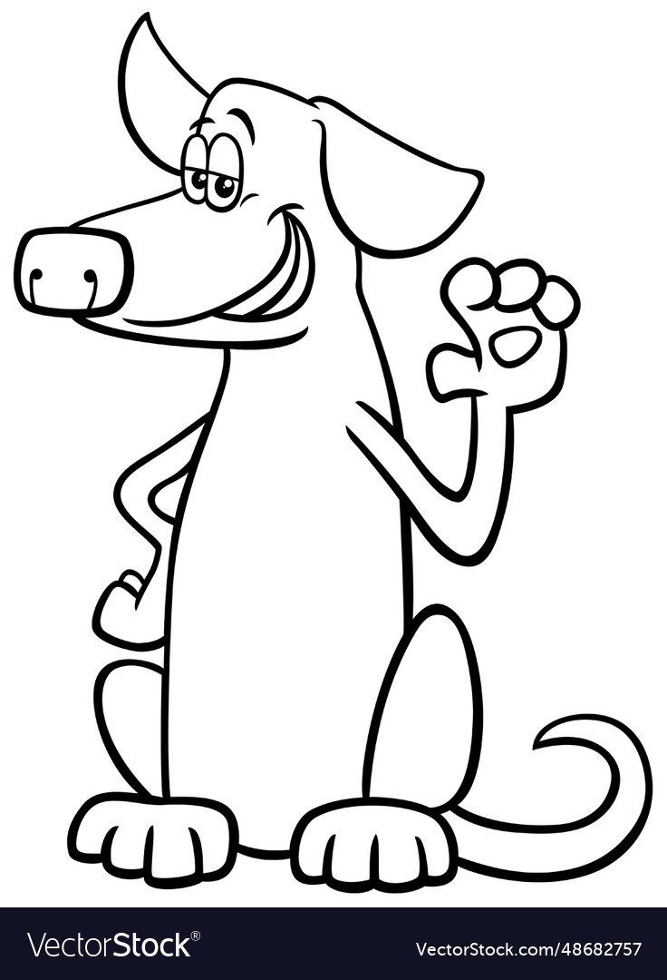 Cartoon sitting dog character waving his paw Vector Image